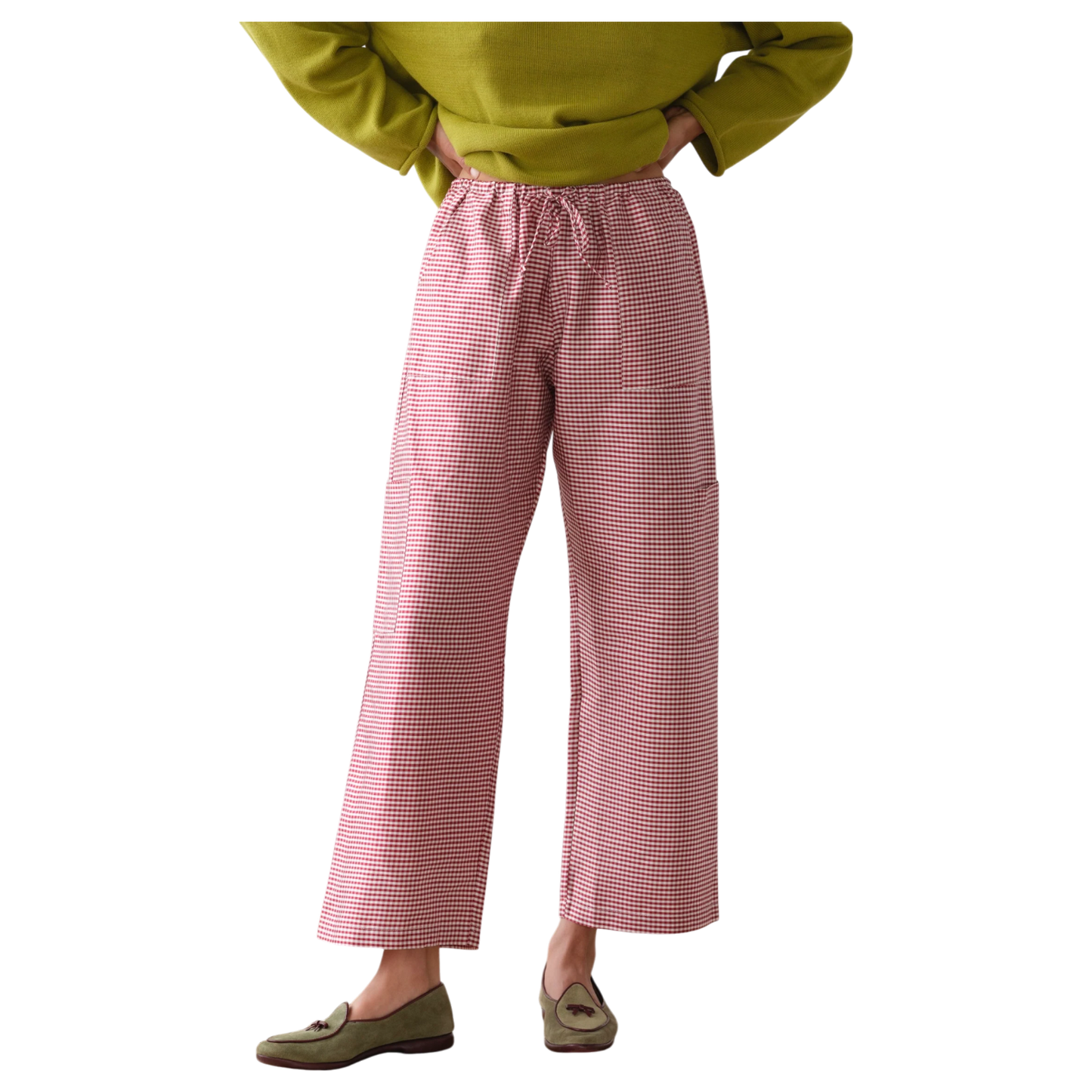 Taffeta Gingham Drawstring Cargo Pant