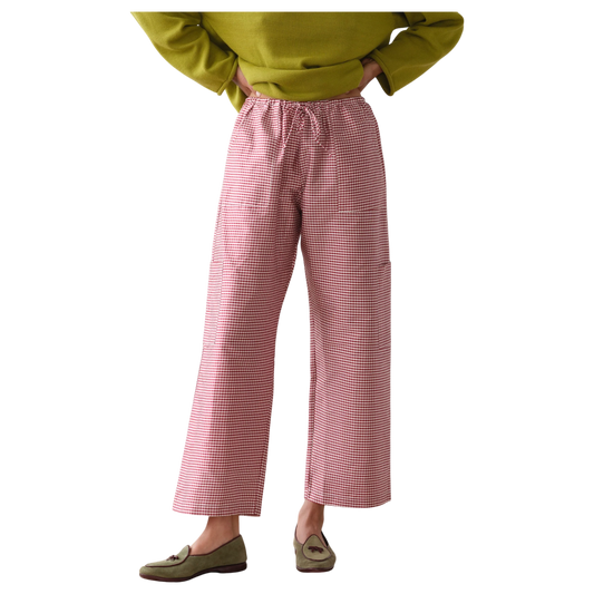 Taffeta Gingham Drawstring Cargo Pant
