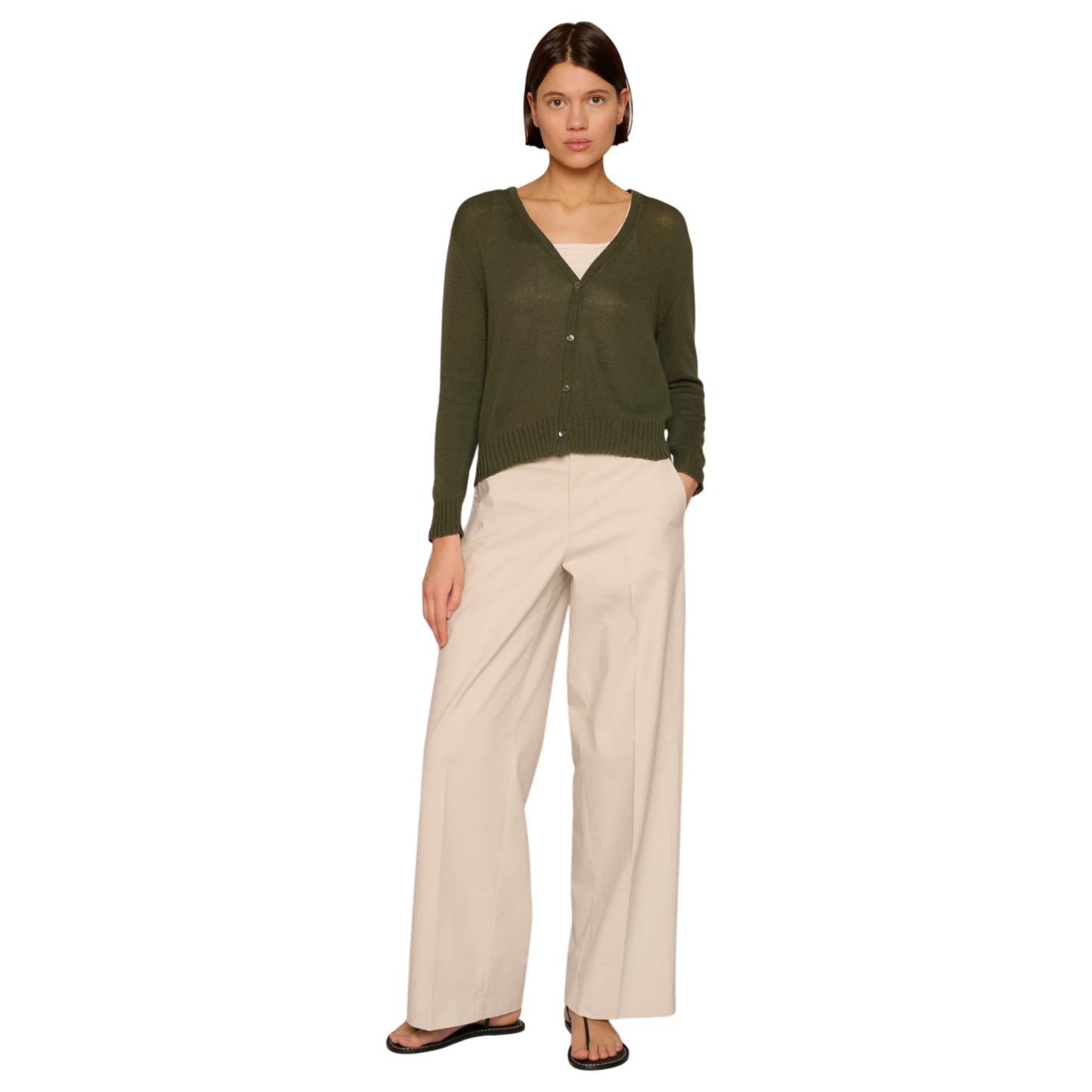 Textured Short Cardigan Italian Cotton