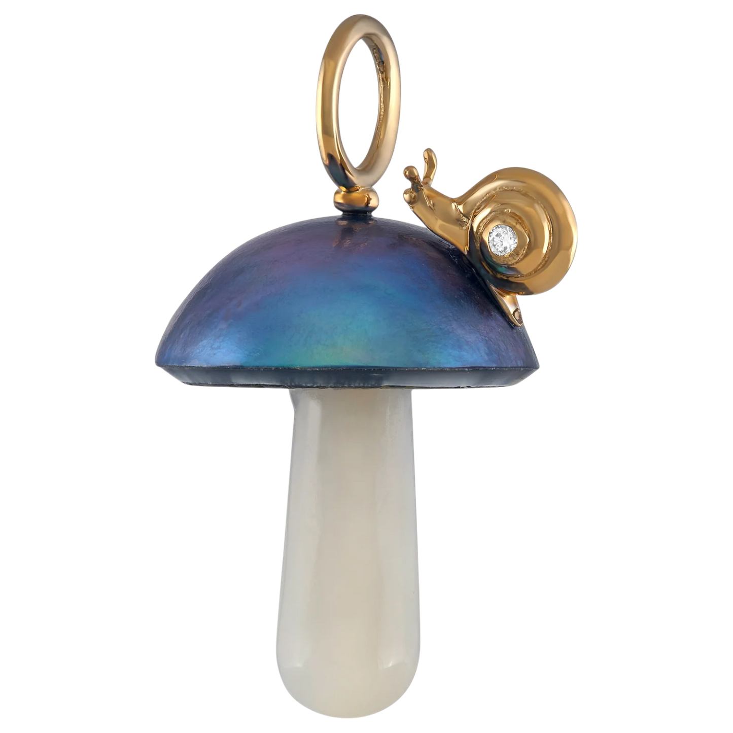 Blue Pearl Magic Mushroom Charm with Snail