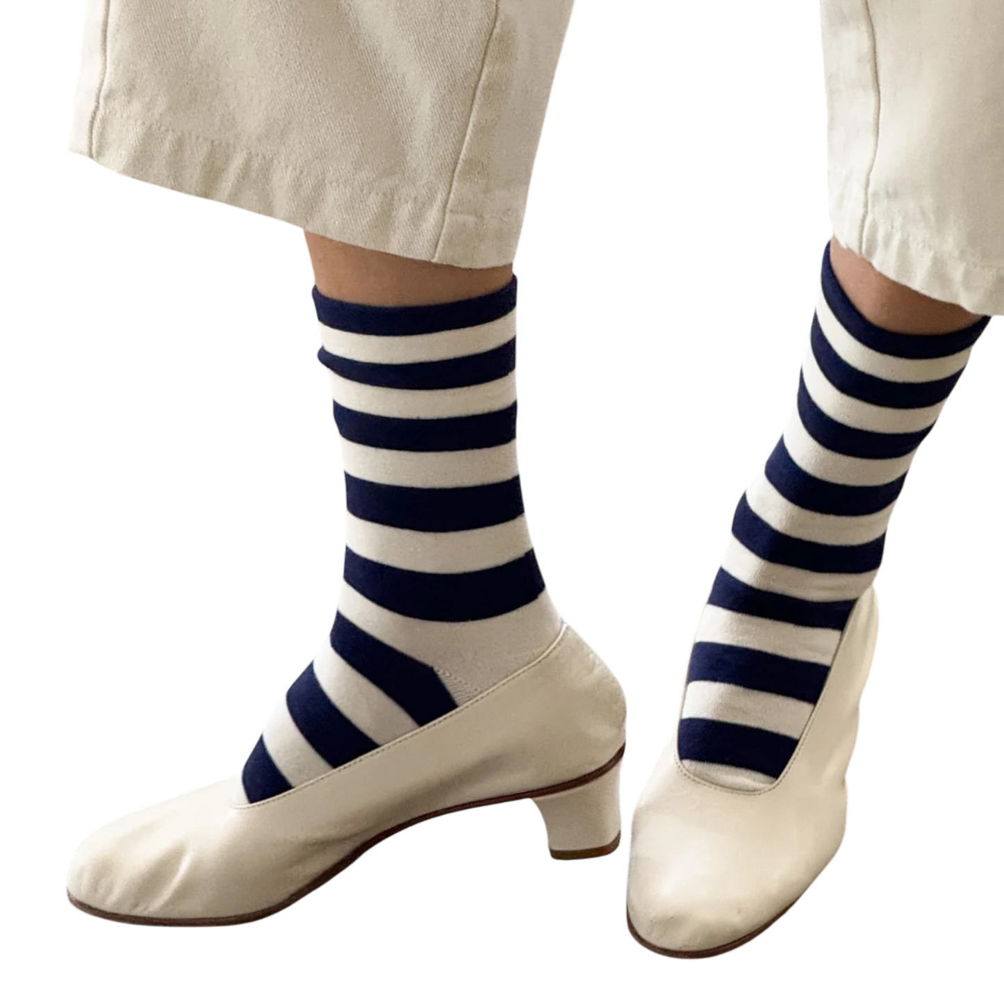 Wally Socks Wide Navy Stripe