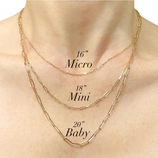 14K Micro Paperclip Chain 18"
