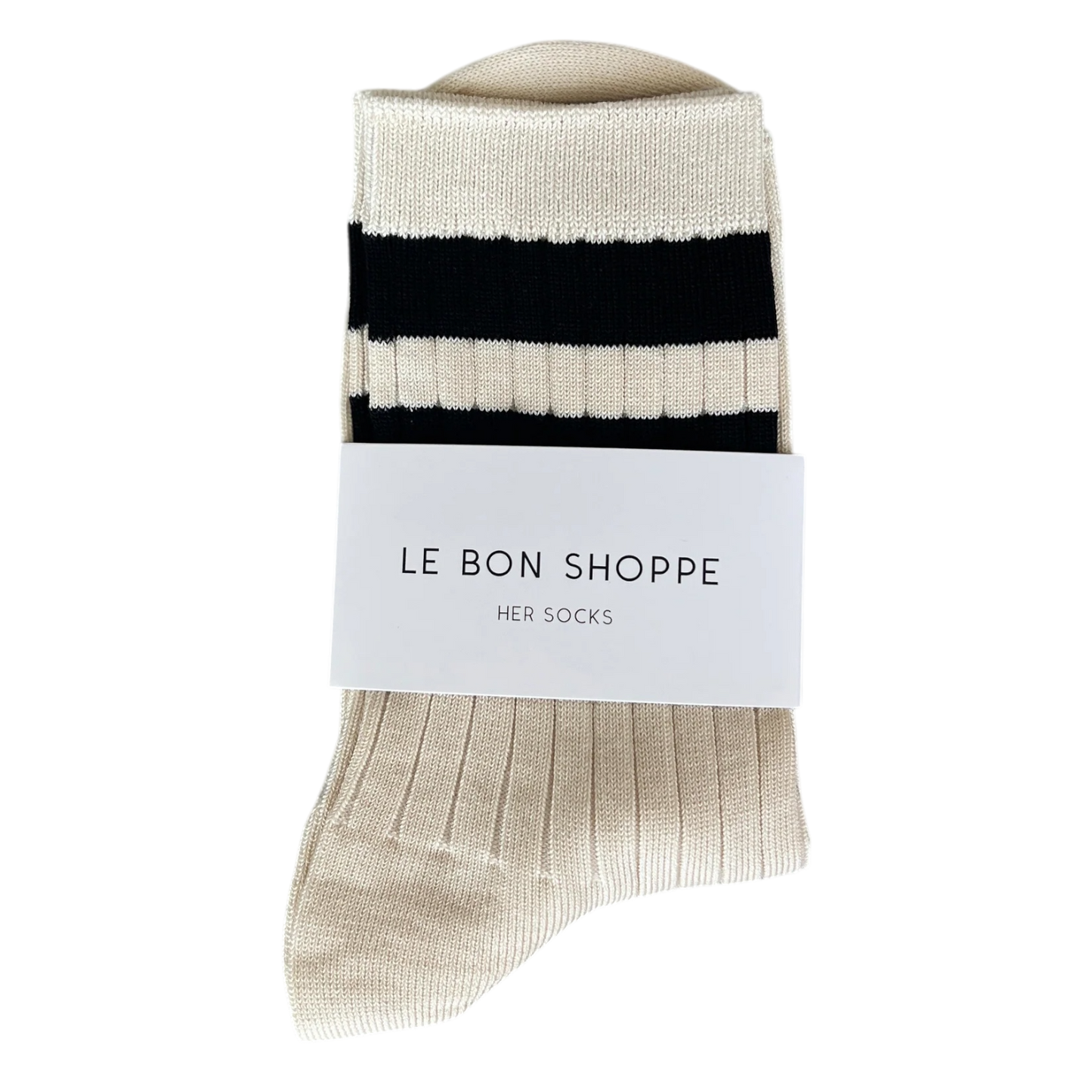 Her Socks- Varsity Cream Black