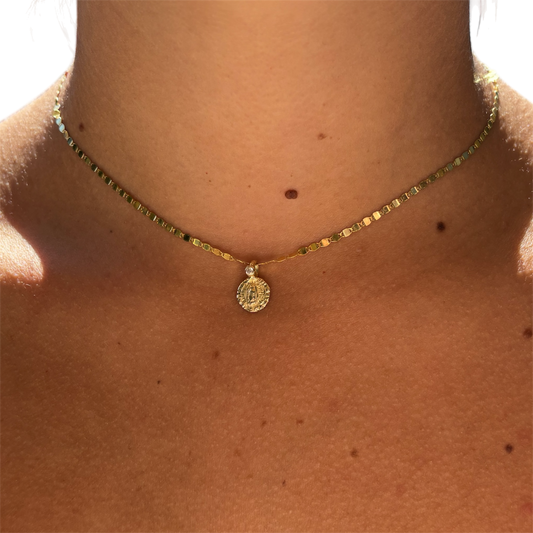 Petite Blessed Mother Medallion 14k Diamonds