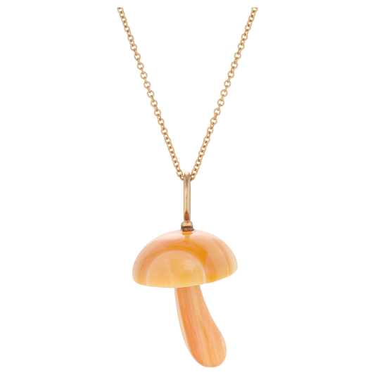 Magic Mushroom Charm carved from Apricot Conch Shell