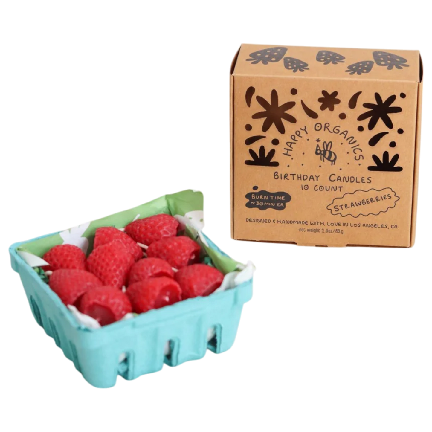 Beeswax Strawberry Birthday Candles