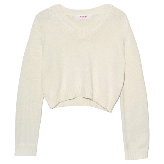 Crop Cashmere V Neck