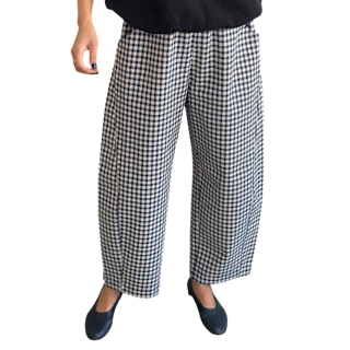 Gingham Arc Pants: Navy