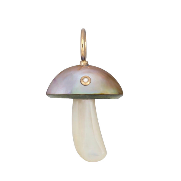 Iridescent Copper Mabe Pearl Mushroom with Diamond