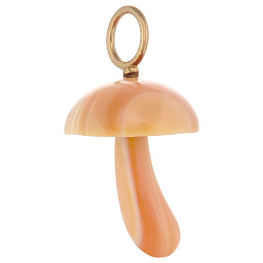 Magic Mushroom Charm carved from Apricot Conch Shell