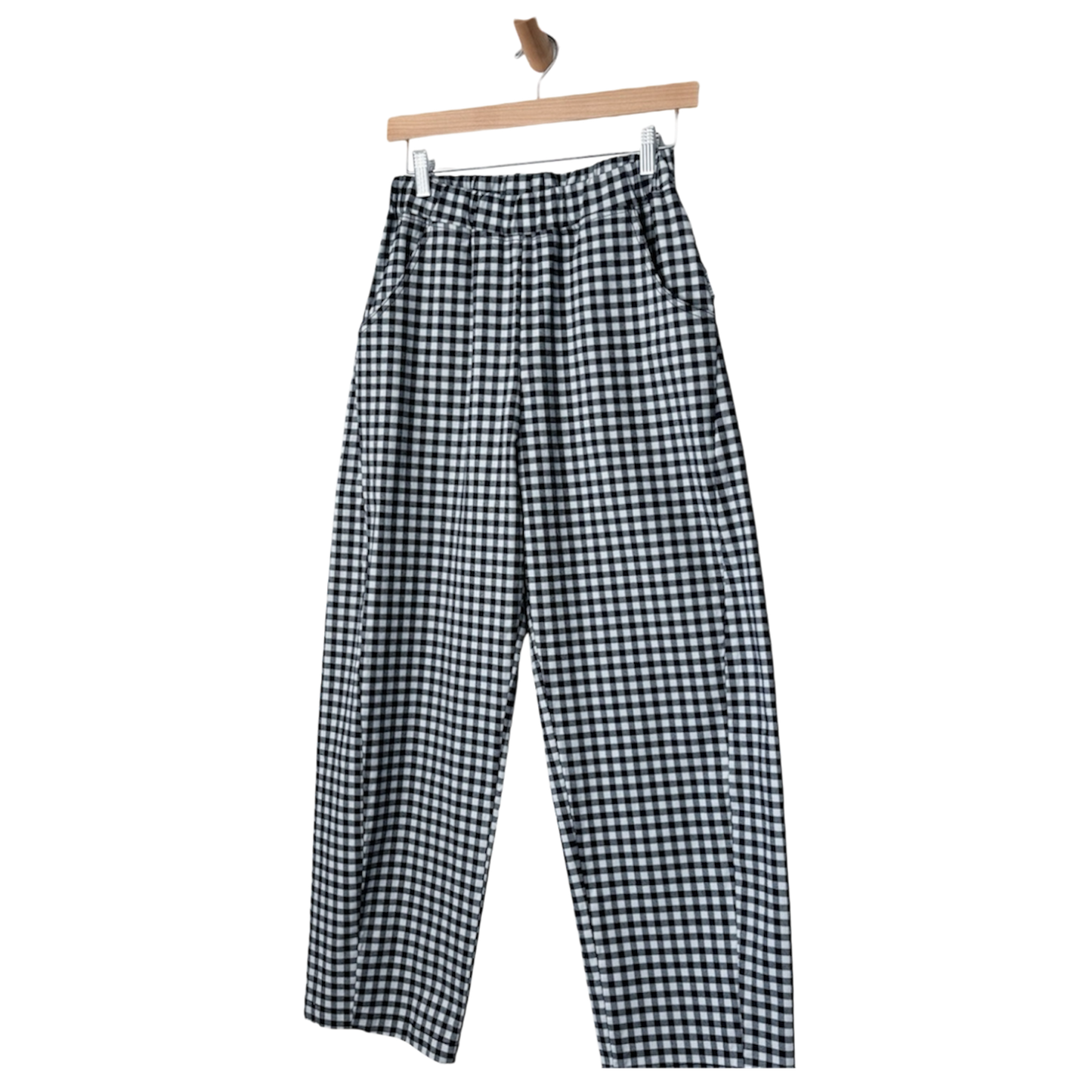 Gingham Arc Pants: Navy