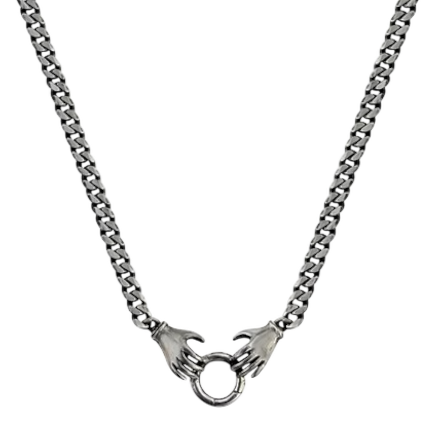 Double Hand Charm Holder, Antiqued Silver