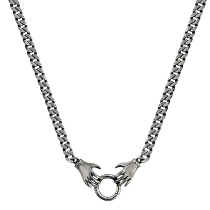 Double Hand Charm Holder, Antiqued Silver