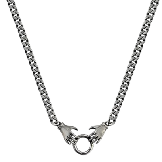 Double Hand Charm Holder, Antiqued Silver