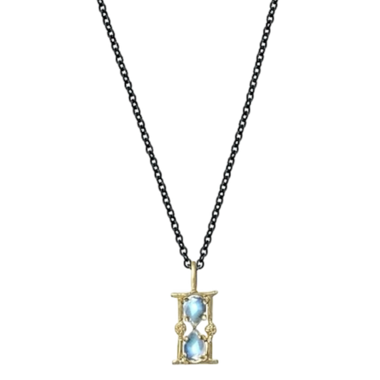 Amulet Hourglass Charm Moonstone 14k