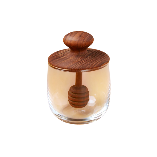 Teak Glass Honey Jar Mini