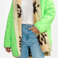 Reversable Oversized Jacket - Neon Green + Printed Teddy