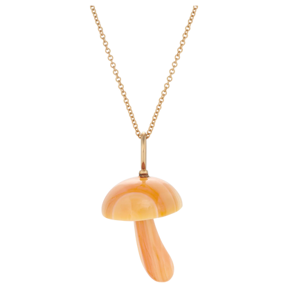 Magic Mushroom Charm carved from Apricot Conch Shell
