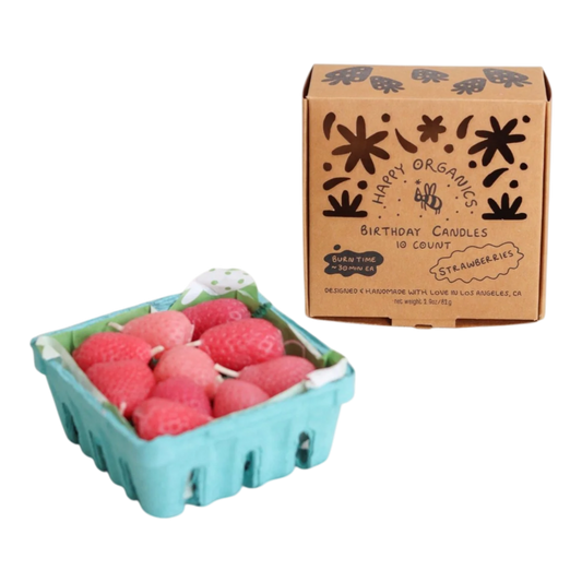 Pink Strawberry Beeswax Birthday Candles