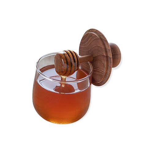 Teak Glass Honey Jar Mini