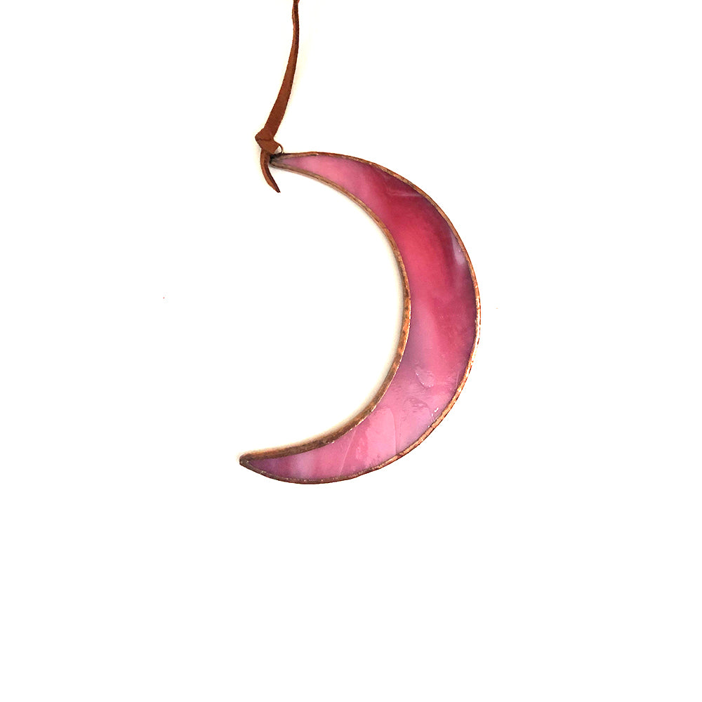 Stained Glass Smokey Pink Crescent Moon