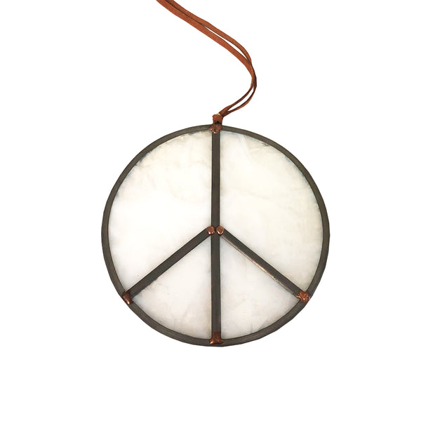 Stained Glass Milky White Peace Sign