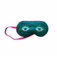 Teal, Fluorescent Green, Blue and Purple Embroidered Sleep Mask
