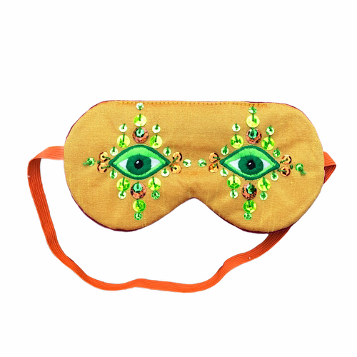 Golden Yellow and Bright Green Sleep Mask